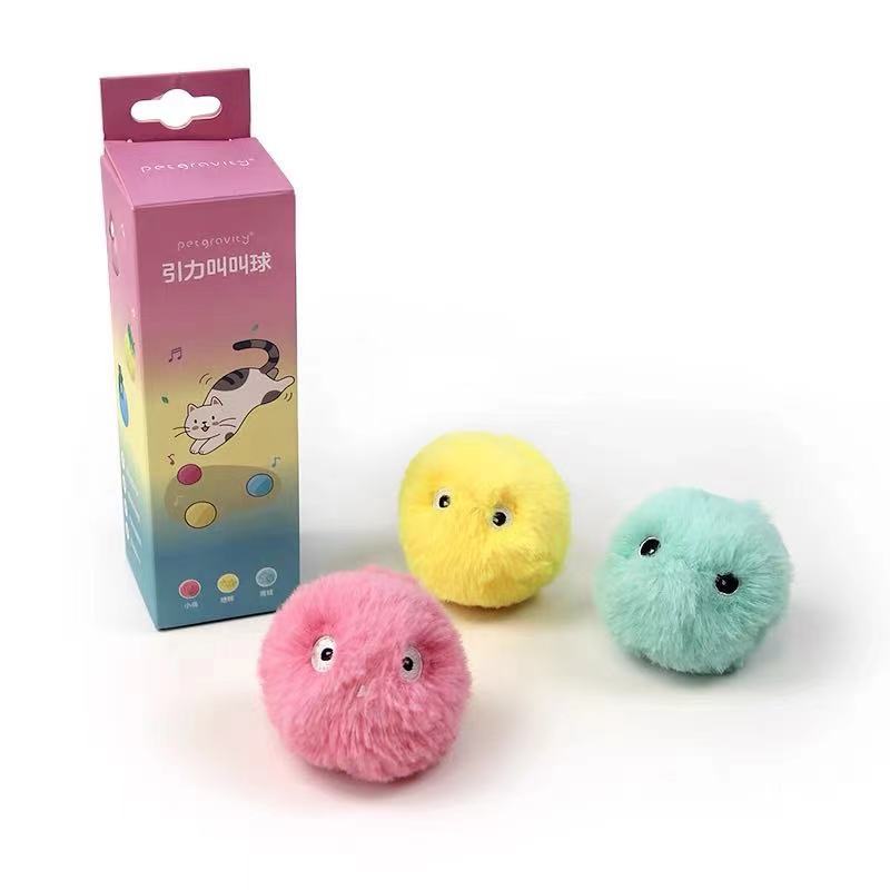 Sensory sound toys, interactive squeaky pet balls with reusable catnip